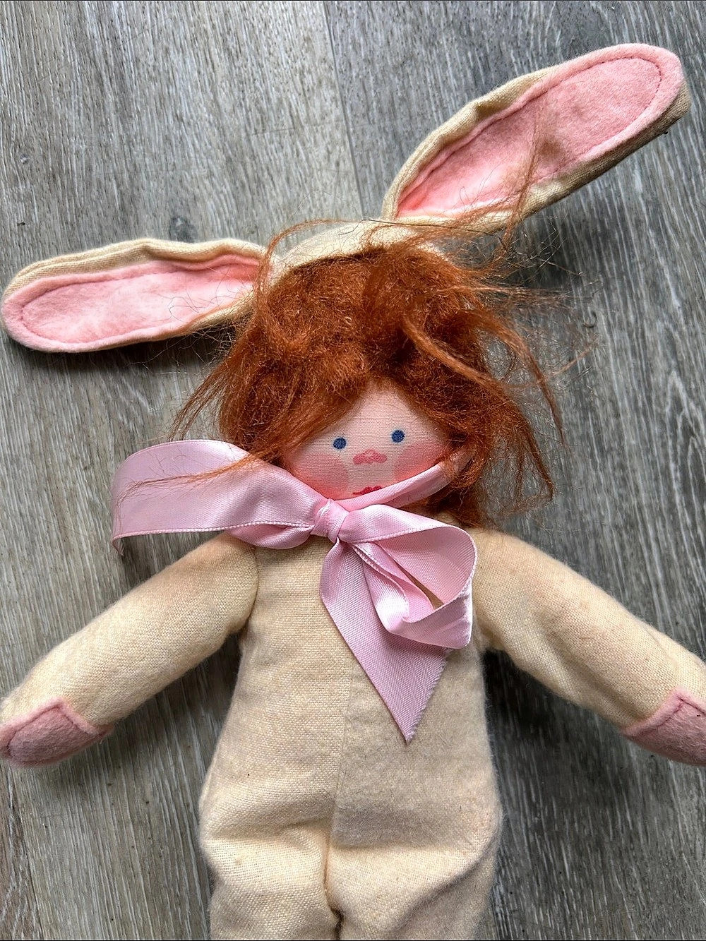 Joy Bunny Baby Doll OOAK handmade in Cream & Pink